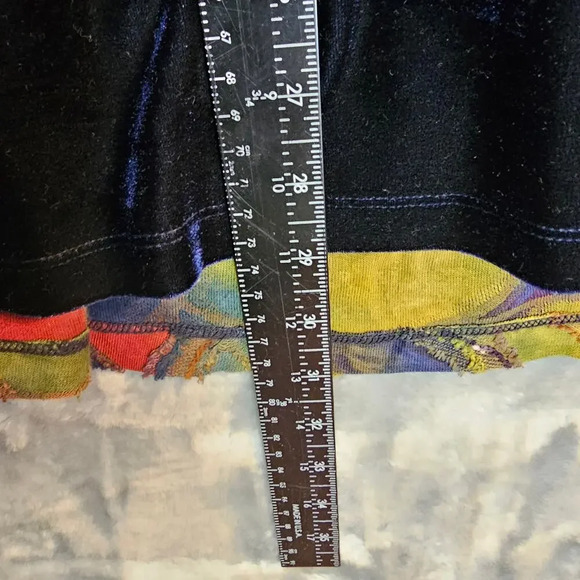 John Mark Top Womens M Blue Embroidered Tunic Floral Mixed Media Boho Hippie - Picture 7 of 10